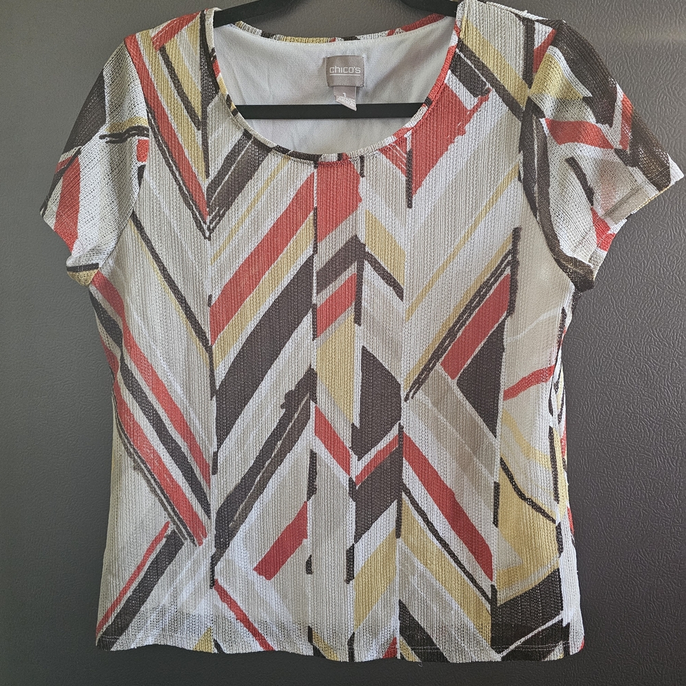 Chico's Multicolor Geometric Blouse